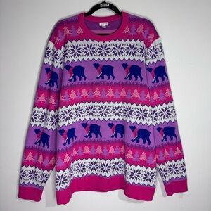 🎄 Holiday Lane Men’s XXL Polar Bear Fair Isle Christmas Sweater Pink